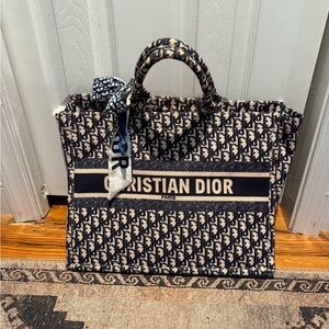 Dior Monogram Navy and Cream Tote